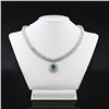 Image 2 : 2.94 ctw Emerald and 7.61 ctw Diamond 18K White Gold Necklace