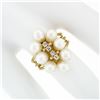 Image 3 : 14k Yellow Gold 0.12 ctw Round Single Cut Diamond & Oval Pearl Halo Cluster Ring