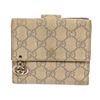 Image 1 : Gucci Beige Canvas Leather GG Suprme Compact Tab Wallet