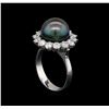 Image 4 : 1.46 ctw Pearl and Diamond Ring - 14KT White Gold