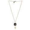 Image 1 : Chanel Gold-tone Metal with Enamel and Faux Pearl Drop CC Pendant Necklace
