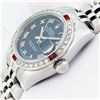 Image 9 : Rolex Quickset Sapphire Blue Roman Ruby & Diamond Datejust Wristwatch