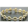 Image 2 : NEW 7" 14K Yellow Gold Buckle & Pave Round Diamond White Gold Bar Link Bracelet