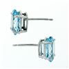 Image 5 : New 14K White Gold 2.84 ctw Oval Prong Set Aquamarine Open Basket Stud Earrings