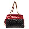 Chanel Black Red Lambskin Leather Matelasse Chain Shoulder Bag