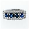 Image 3 : NEW 14K White Gold 2.07 ctw Round Sapphire & Diamond Milgrain Etched Band Ring