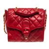 Chanel Red Leather Chain Buckle Flap Shoulder Bag