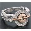 Image 5 : UNIQUE MODERN 14k White & Rose Gold 0.40 ctw Diamond Buckle Like Ring