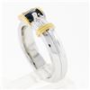 Image 9 : Estate 18k Two Tone Gold 0.38 ctw FINE Sapphire & Diamond Buckle Band Ring Sz 6.