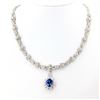 Image 2 : 4.32 ctw Tanzanite and 8.42 ctw Diamond 18K White Gold Necklace