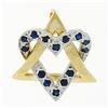 Image 1 : 14k TT Gold 0.45 ctw Pave Sapphire Interlocked Heart Star of David Slide Pendant