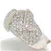 Image 4 : 14k White Gold Wide 1.50 ctw Pave Diamond Domed Wrap-Around Band Dinner Ring