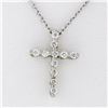 Image 2 : Petite 14k White Gold 0.13 ctw Shared Prong Round Brilliant Diamond Cross Pendan