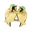 Image 3 : 0.12 ctw Diamond and Multi-Colored Gemstone Lovebird Pin - 14KT Yellow Gold