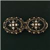 Image 2 : Antique Victorian 10k Gold Black Jet & Seed Pearl Milgrain Dual Oval Brooch Pin