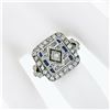 Image 3 : Antique Art Deco French 18k Gold Rose & Single Cut Diamond Square Platter Ring