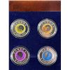 Image 2 : 2011-2012 Four $5 Sterling Silver And Niobium Coins- Moon Series In Wooden Display Case