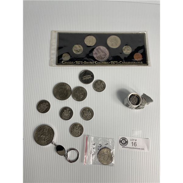 Misc Lot Of US & Canadian 1/2 Dollars & Dollars And 1871-1967 BC Canadian Coin Set