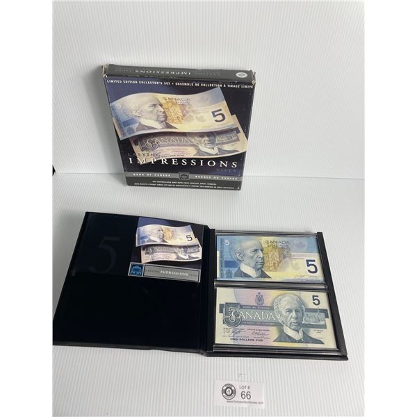 Limited Ed. Collector Set Lasting Impressions Two Uncirculated Bank Notes w/ Identical Serial Number