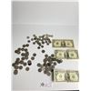 Image 1 : Misc. American Coins and Dollar Bills