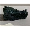 Image 1 : MOSS AGATE DRAGON SKULL APPROX 2'X2"X4"- RETAIL $1200 *ONE HORN BROKEN"