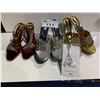 Image 1 : LOT OF FASHION JEWELRY BRACELET AND 3 PAIRS OF HIGH HEALED SHOES *SIZE UNKNOWN*