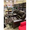 Image 3 : LEATHER RECLINING LOVESEAT WITH MIDDLE STORAGE AND CUP HOLDERS APPROX 76" LONG