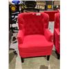 Image 1 : RED BUTTON BACK LOUNGE CHAIR APPROX 36" T X 20" W X 24" D