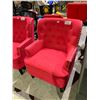 Image 1 : RED BUTTON BACK LOUNGE CHAIR APPROX 36" T X 20" W X 24" D