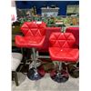 Image 1 : PAIR OF GAS-LIFT RED LEATHER BAR STOOLS