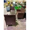 Image 2 : 4 PIECE PATIO SET; GLASS TOP TABLE, 2 CHAIRS AND BENCH