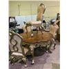 Image 1 : ORNATE DINING TABLE WITH 4 MATCHING CHAIRS (SOME COSMETIC DAMAGE)