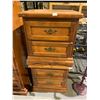 Image 2 : LOT OF 2, 2 DRAWER WOODEN CABINETS AND ONE 3 DRAWER, AND 2 SHELF WOODEN CABINET