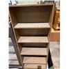 Image 3 : 2 DOOR GLASS FRONT CABINET WITH SHELVES AND 5 TIER BOOKCASE