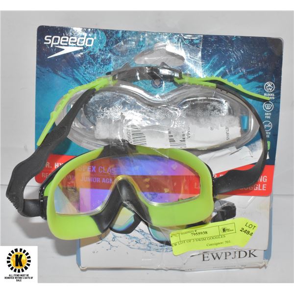 NEW LOT OF 3 SWIM GOGGLES