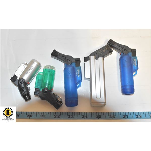 LOT OF 5 JET FLAME REFILABLE TORCH