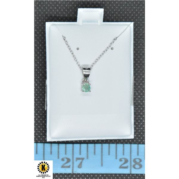 #207-NATURAL UNTREATD EMERALD  PENDANT NECKLACE