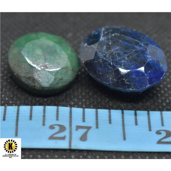 #55-GENUINE EMERALD & SAPPHIRE  GEMSTONE 65.45 CT