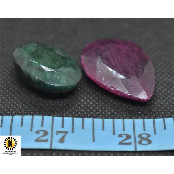 #50-GENUINE  EMERALD & RUBY GEMSTONE 95.35 CT