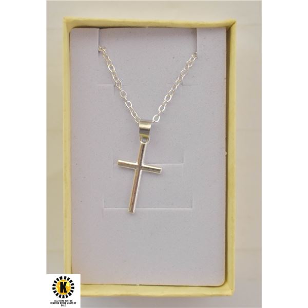 NEW STAINLESS STEEL CROSS NECKLACE IN GIFT BOX