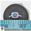 Image 1 : LADIES SILVER TONE RING WITH SAPPHIRE COLORED