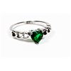 Image 1 : NEW SIZE 7 SILVER TONE GREEN RHINESTONE HEAR RING