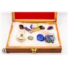 Image 1 : WOODEN BOX WITH COLLECTION OF ESTATE