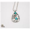 Image 1 : NEW .925 STERLING SILVER PENDANT NECKLACE W/INLAY