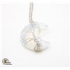 Image 1 : NEW POLISHED OPALITE CRESCENT MOON WIRE WRAPPED