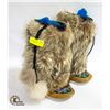 Image 1 : GENUINE LEATHER/ FUR HAND BEADED MUKALUKS;