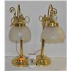 Image 1 : PAIR OF BRASS AND GLASS TABLE LAMPS 22" TALL