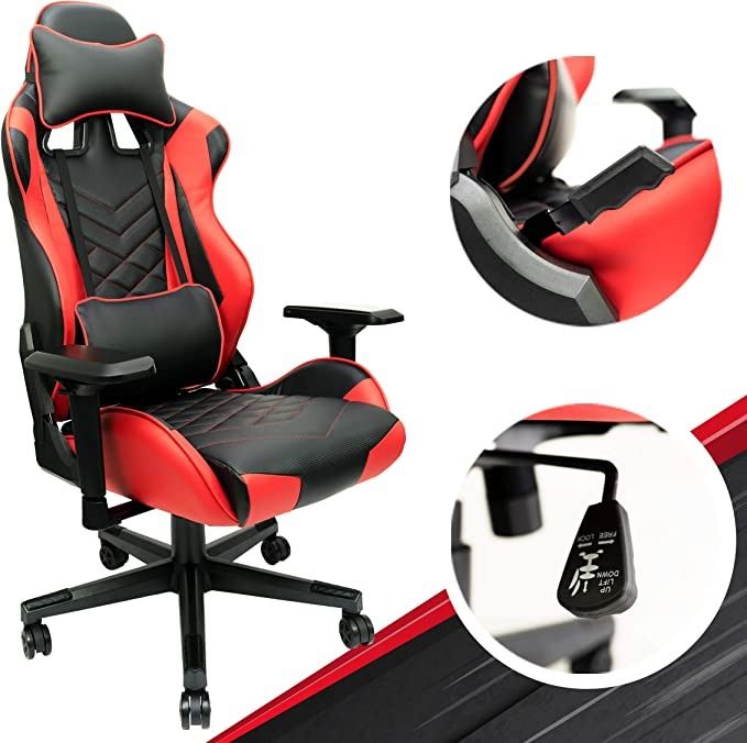 Red Block Computer Chair RED & BLACK COMPUTER GAMING CHAIR WITH ADJUST BACK