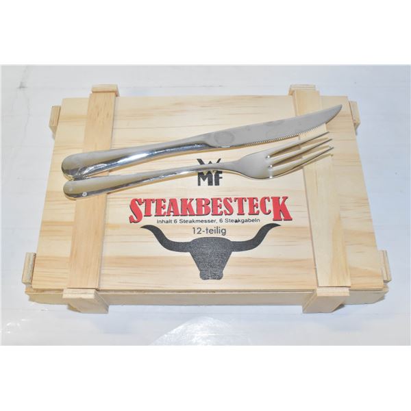 WMF STEAKBESTEK 12 PIECE STEAK KNIVES & FORKS