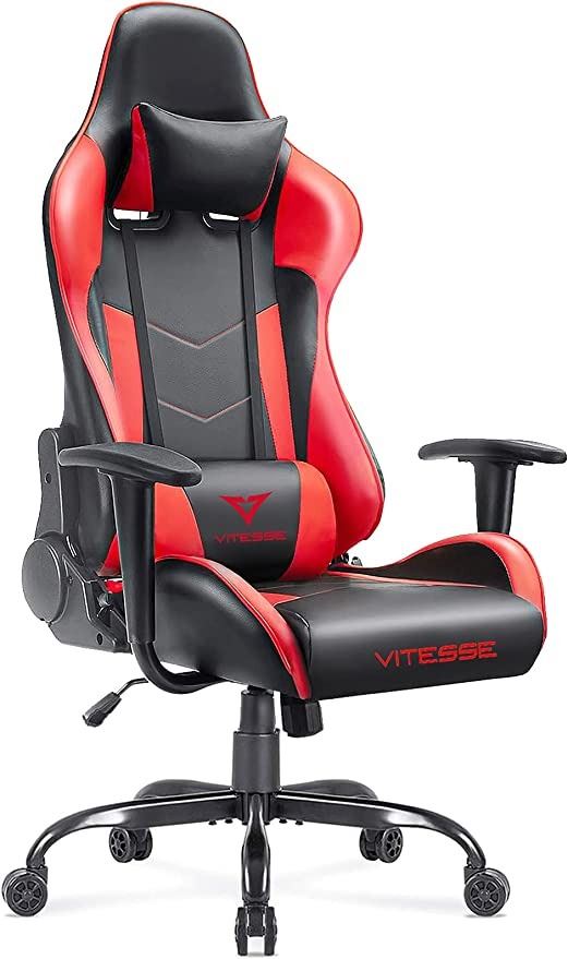 Red Block Computer Chair NEW VITESSE RED & BLACK COMPUTER GAMING CHAIR